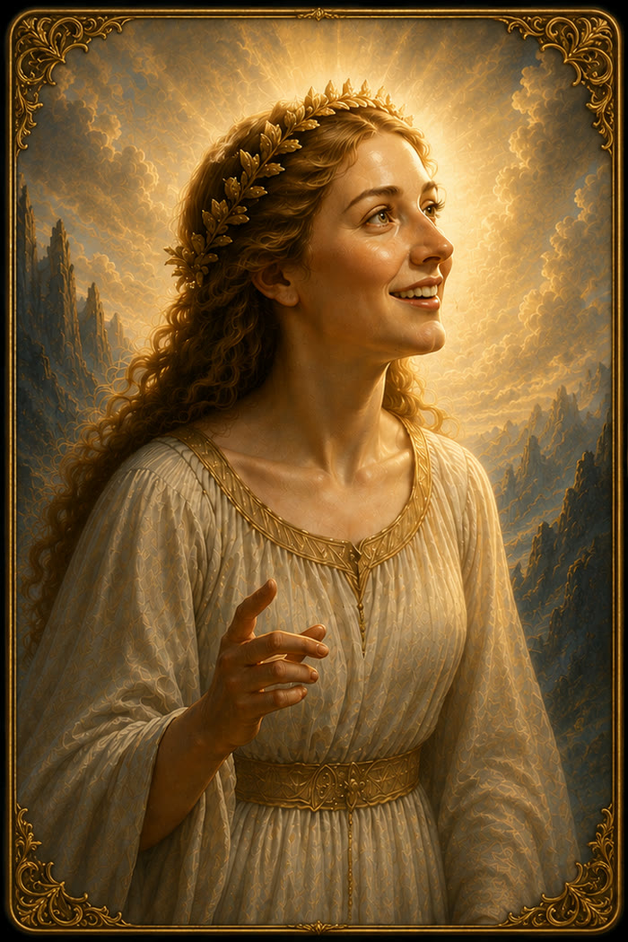 Beatrice, portrait in illuminated-manuscript style